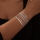 Kyerlyn Silver Bracelets for Women Trendy Waterproof Silver Dainty Bracelet Stack Adjustable Layered Bracelet Set Minimalist Fashion Jewelry