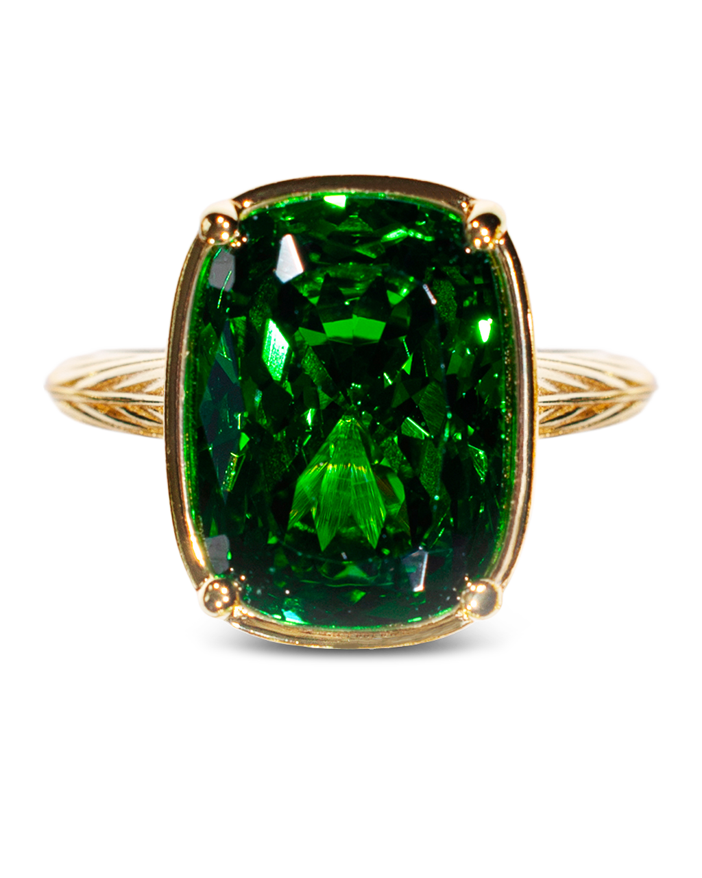 Sterling Silver Elongated Cushion Emerald CZ Cocktail Ring