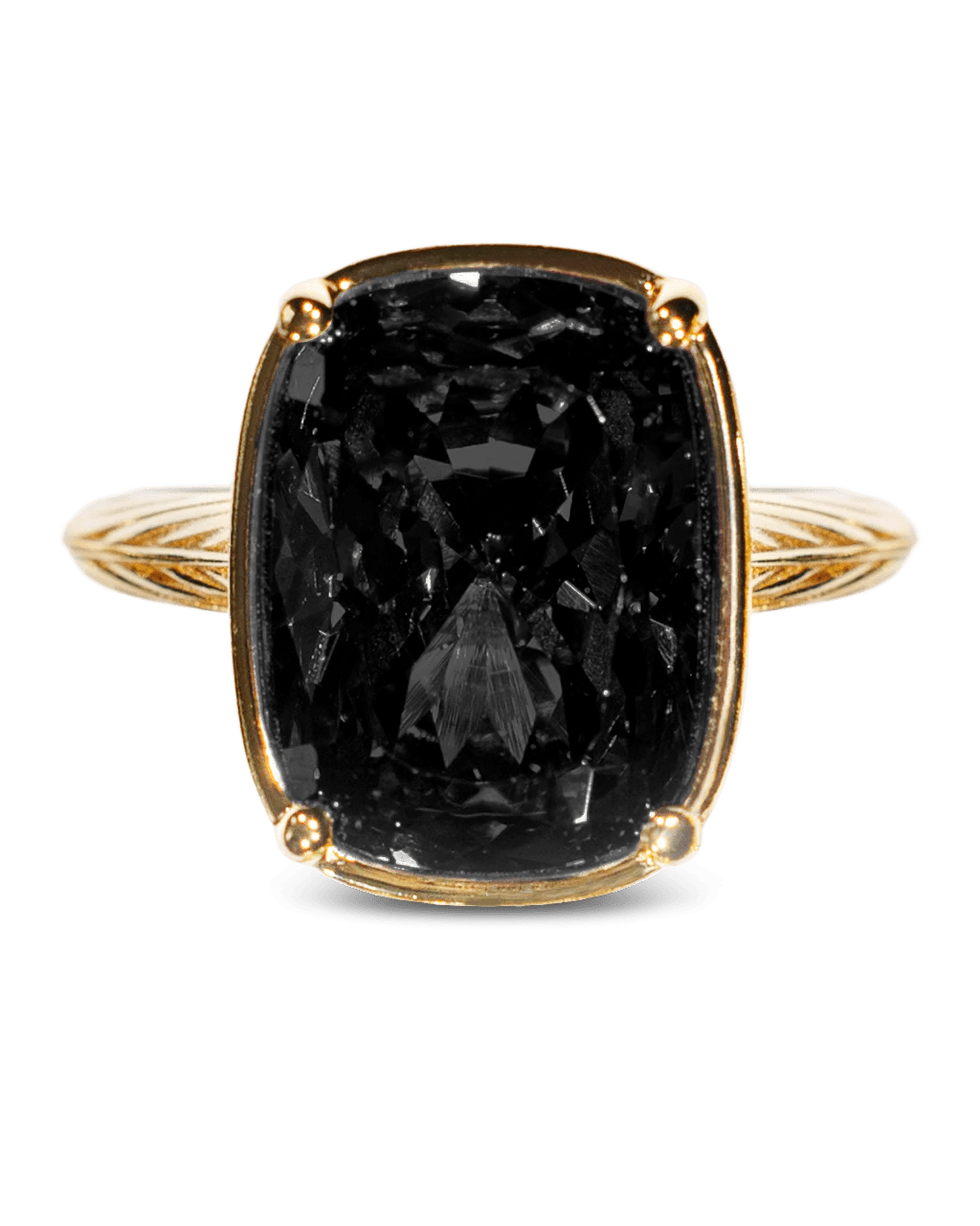 Sterling Silver Elongated Cushion Black CZ Cocktail Ring
