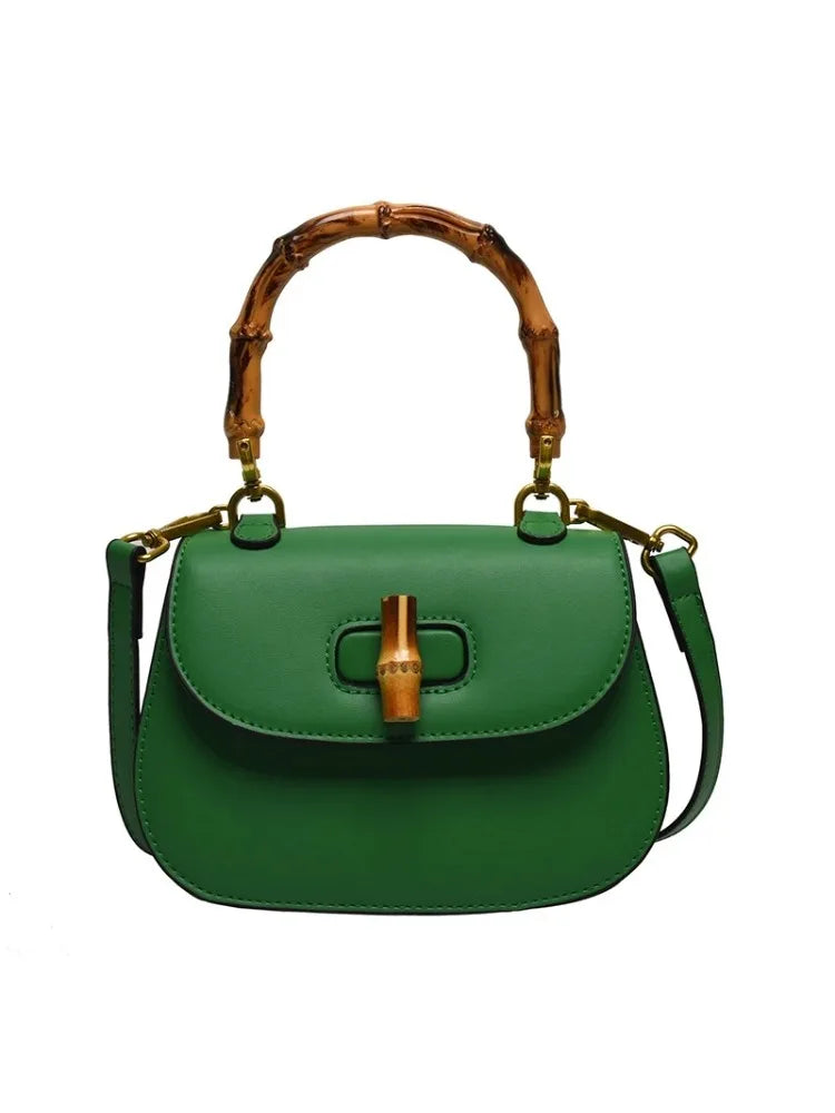 Chic Bamboo Handle Saddle Bag for Women High-end Single Shoulder Bags Fashionable Purses and Handbag Niche Designe Crossbody Bag