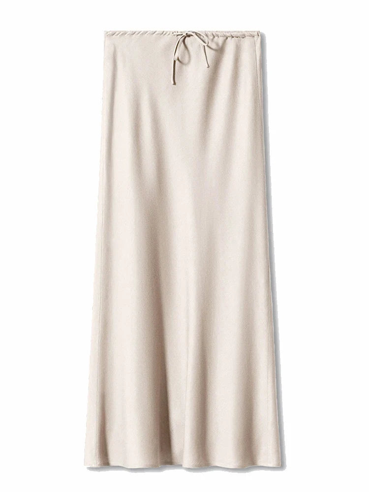 Long Satin Skirts Women Dark Green Luxury Spring Summer Maxi Straight Black Skirt Long Shining Satin Skirt Maxi Brown Ladies
