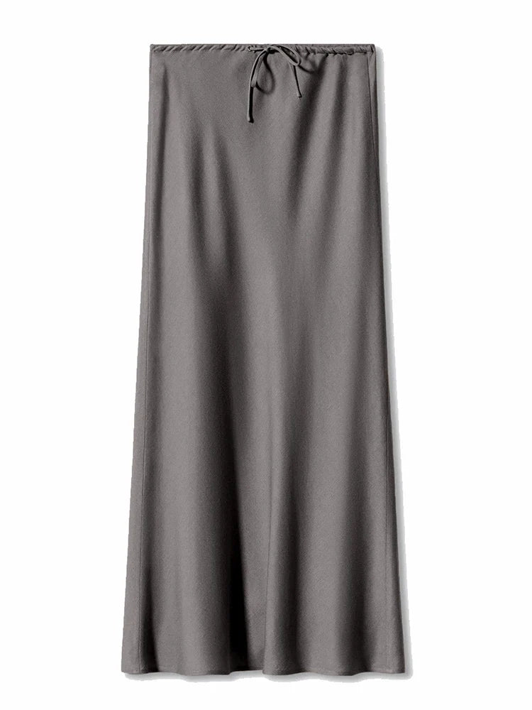 Long Satin Skirts Women Dark Green Luxury Spring Summer Maxi Straight Black Skirt Long Shining Satin Skirt Maxi Brown Ladies