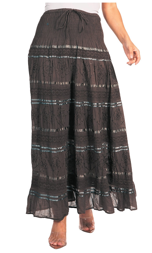 Sakkas Lace and Ribbon Peasant Boho Skirt
