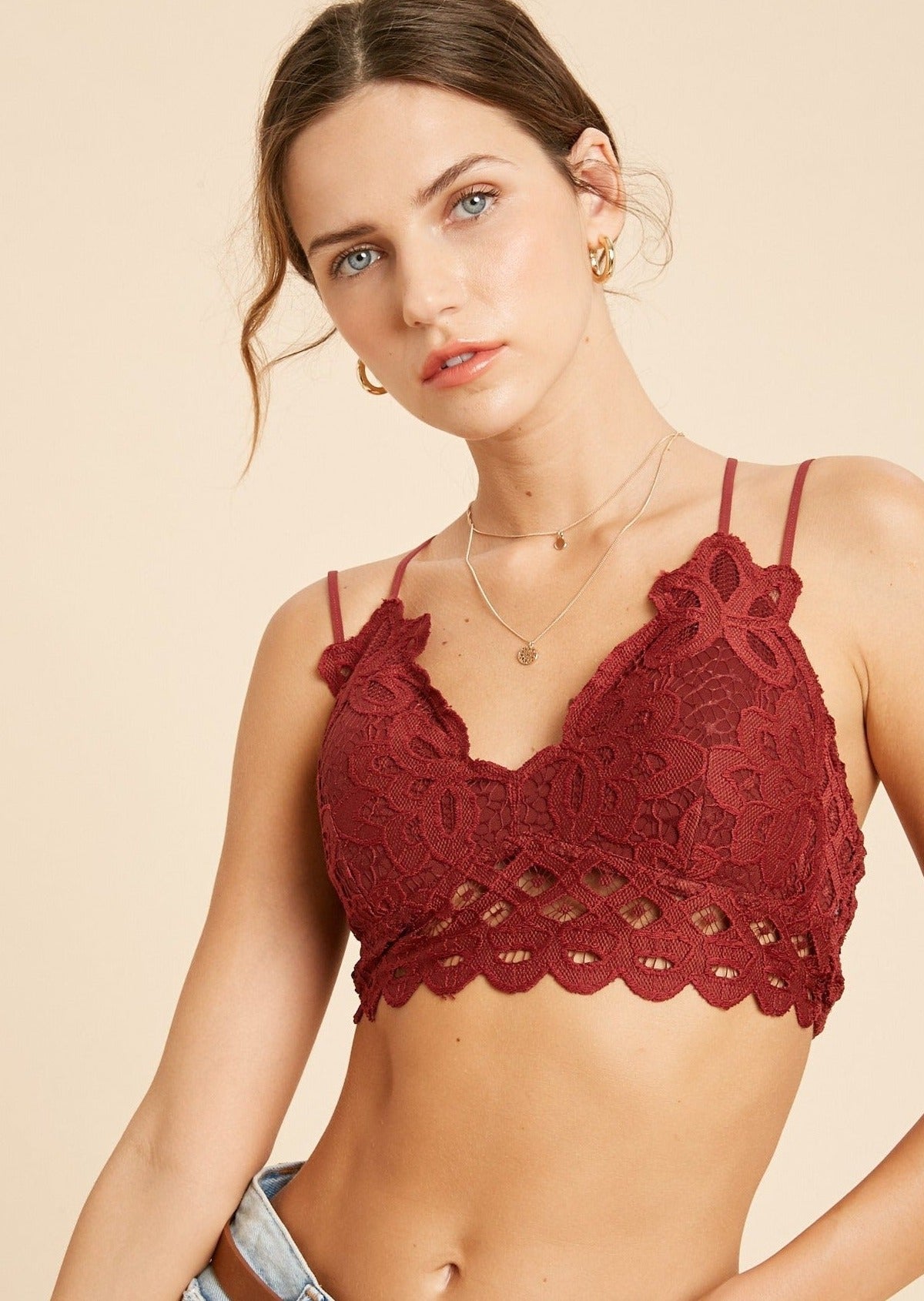 Double Strap Scalloped Lace Bralette